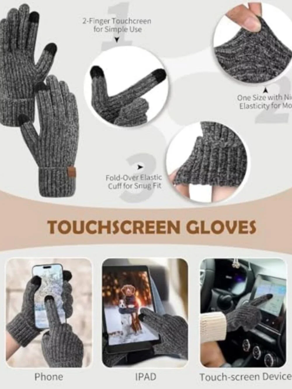 Cozy Winter Beanie, Scarf & Gloves Set - Chenille Knit, Fleece Lined